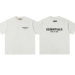 Essentials Fear of God Double-Print Flocked Tee – Light Oats
