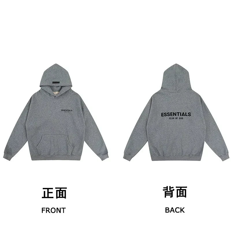 Fear of God Essentials Front & Back Logo Hoodie & Sweatpants Set Dark Heather Grey