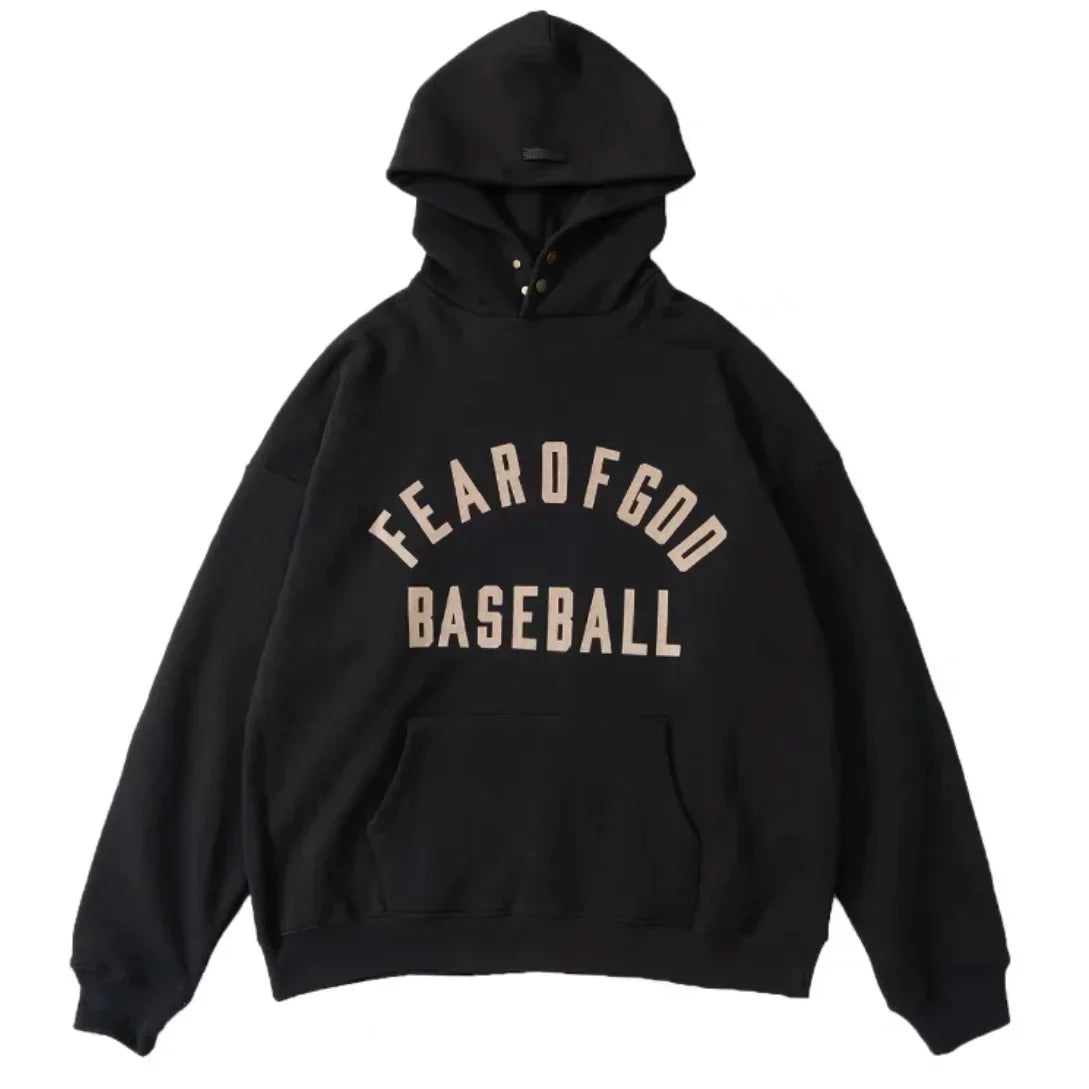 Fear of God Baseball Arch Chenille Pullover Hoodie Black