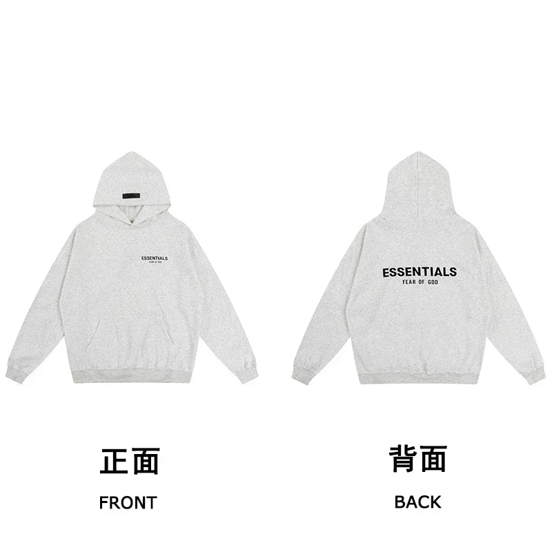 Fear of God Essentials Front & Back Logo Hoodie & Sweatpants Set Light Oat Heather